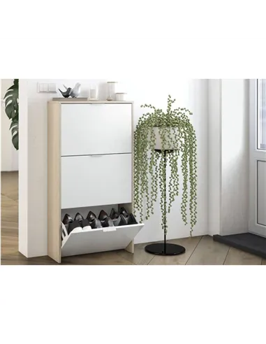 Marvin White And Oak Effect Shoe Cabinet, 3260