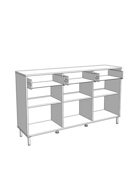 Martinique Artisan Oak Effect Slatted And Black 3 Door Sideboard, 3419