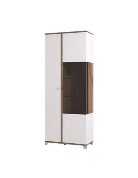 Merlot White High Gloss And Oak Effect Display Cabinet, 3441