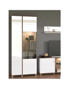 Merlot White High Gloss And Oak Effect Display Cabinet, 3441 2