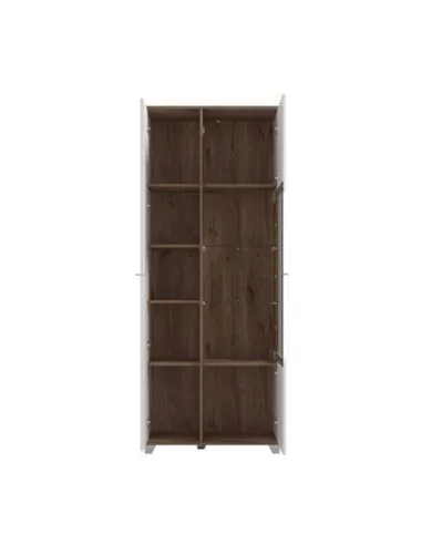 Merlot White High Gloss And Oak Effect Display Cabinet, 3441