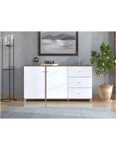 Merlot White Gloss And Warm Oak Effect Sideboard, 3442 2