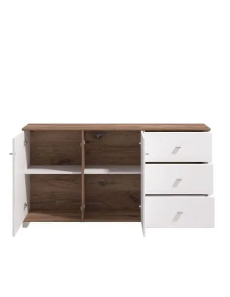 Merlot White Gloss And Warm Oak Effect Sideboard, 3442