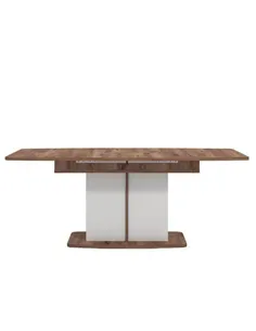 Merlot White Gloss And Warm Oak Extending Dining Table, 3440