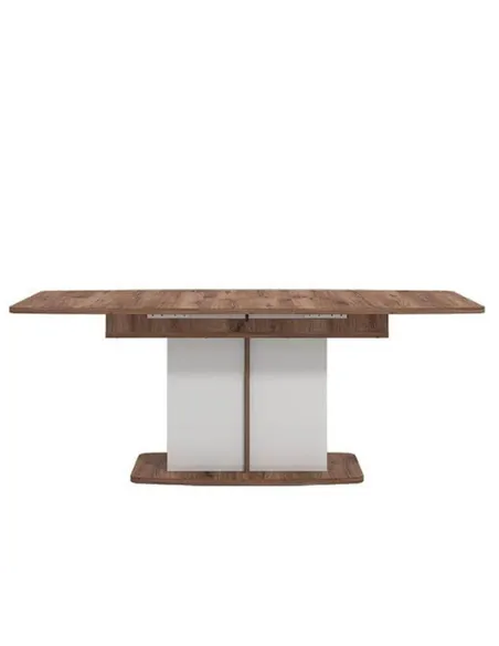 Merlot White Gloss And Warm Oak Extending Dining Table, 3440