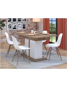 Merlot White Gloss And Warm Oak Extending Dining Table, 3440 2