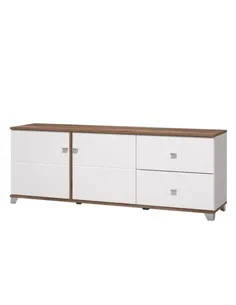 Merlot White Gloss And Warm Oak TV Unit Cabinet, 3443