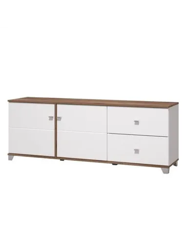 Merlot White Gloss And Warm Oak TV Unit Cabinet, 3443