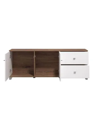 Merlot White Gloss And Warm Oak TV Unit Cabinet, 3443