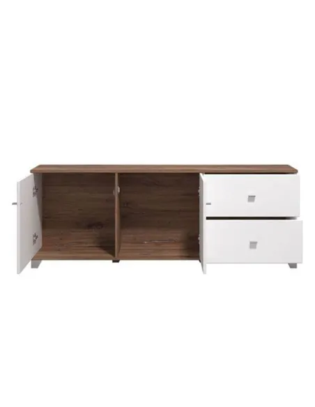 Merlot White Gloss And Warm Oak TV Unit Cabinet, 3443