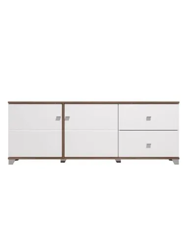 Merlot White Gloss And Warm Oak TV Unit Cabinet, 3443