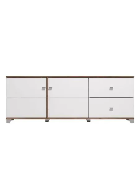 Merlot White Gloss And Warm Oak TV Unit Cabinet, 3443