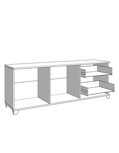 Merlot White Gloss And Warm Oak TV Unit Cabinet, 3443