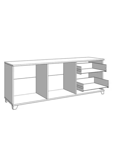 Merlot White Gloss And Warm Oak TV Unit Cabinet, 3443