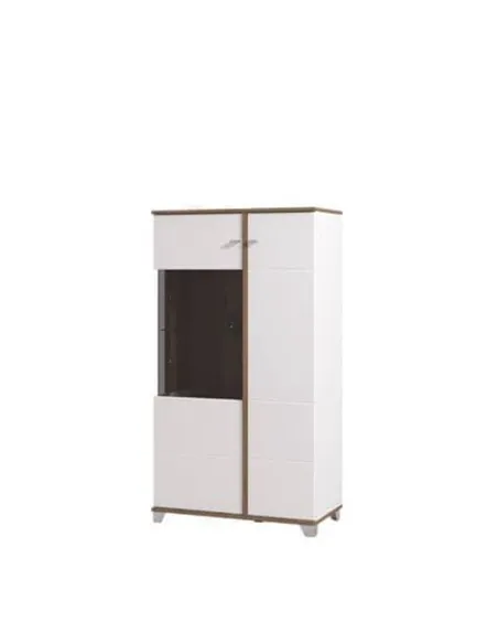 Merlot White Gloss Oak Effect Low Display Cabinet 3448