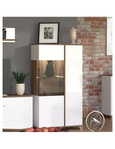 Merlot White Gloss Oak Effect Low Display Cabinet 3448