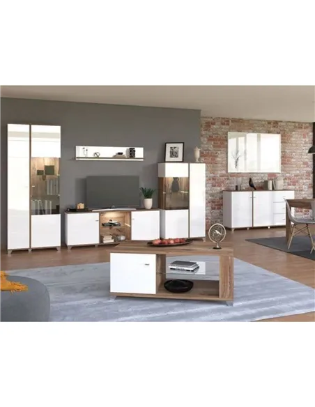 Merlot White Gloss Oak Effect Low Display Cabinet 3448