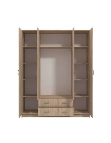 Miami Sonoma Oak Effect 4 Door 2 Drawer Wardrobe, 3123