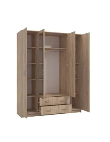 Miami Sonoma Oak Effect 4 Door 2 Drawer Wardrobe, 3123