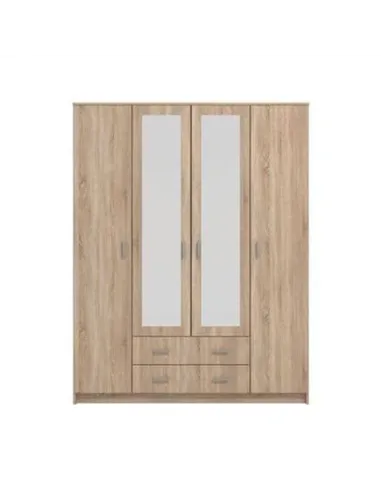 Miami Sonoma Oak Effect 4 Door 2 Drawer Wardrobe, 3123