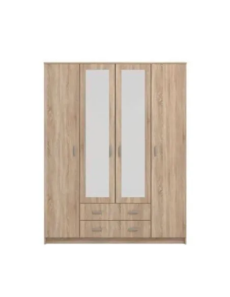 Miami Sonoma Oak Effect 4 Door 2 Drawer Wardrobe, 3123