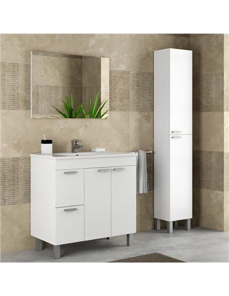 Milano Tall Bathroom Cupboard White, 2480