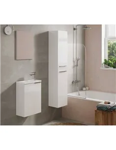 Milano White Gloss 2 Door Wall Mounted Floating Bathroom Storage Cupboard, 3230 2