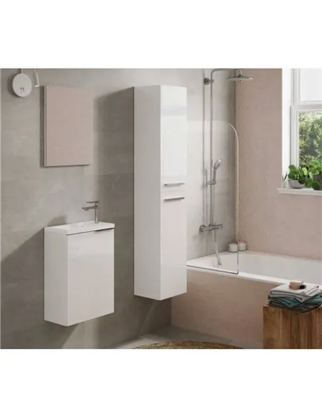 Milano White Gloss 2 Door Wall Mounted Floating Bathroom Storage Cupboard, 3230