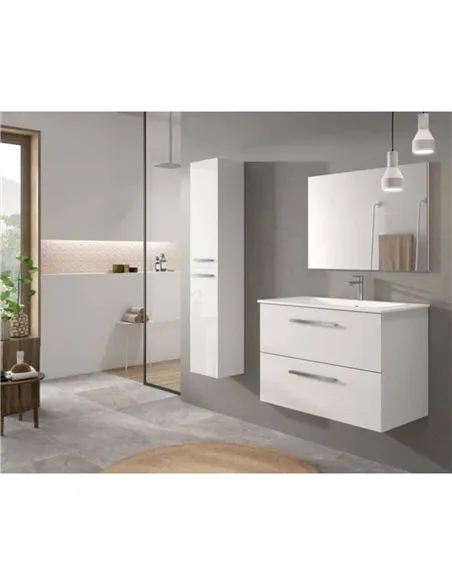 Milano White Gloss 2 Door Wall Mounted Floating Bathroom Storage Cupboard, 3230