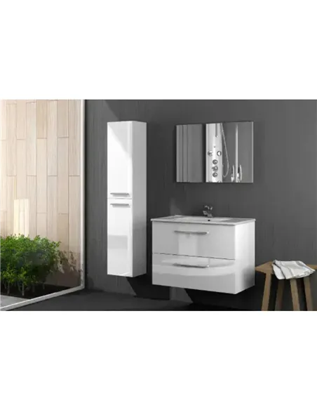 Milano White Gloss 2 Door Wall Mounted Floating Bathroom Storage Cupboard, 3230