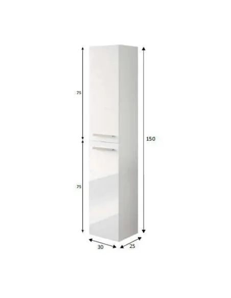 Milano White Gloss 2 Door Wall Mounted Floating Bathroom Storage Cupboard, 3230