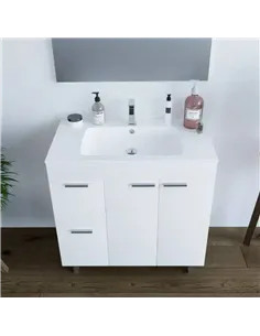 Milano White Gloss 2 Door 2 Drawer Bathroom Vanity Cabinet with Sink And Mirror, 305450BO 2