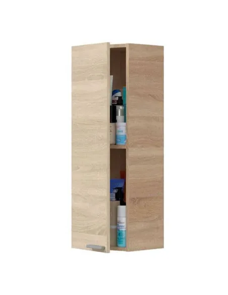 Milano Oak Effect 1 Door Small Wall Mounted Floating Bathroom Storage Cupboard, 305270BO