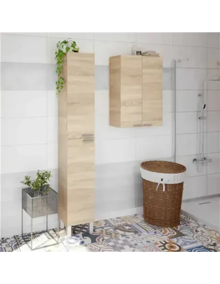 Milano Oak Effect 1 Door Small Wall Mounted Floating Bathroom Storage Cupboard, 305270BO