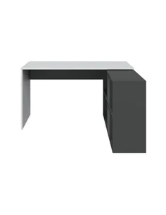 Mulberry White and Grey Reversible Large Corner Desk with Storage, 3135 2