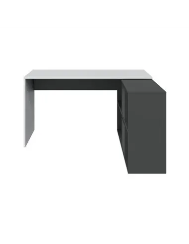 Mulberry White and Grey Reversible Large Corner Desk with Storage, 3135