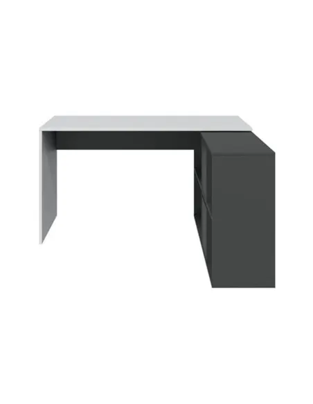 Mulberry White and Grey Reversible Large Corner Desk with Storage, 3135