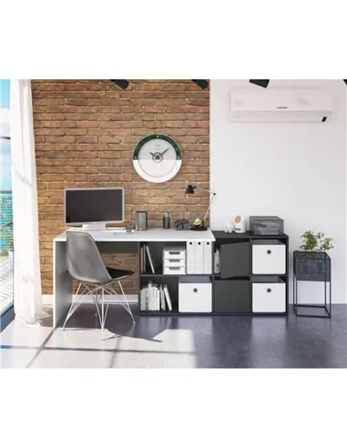 Mulberry White and Grey Reversible Large Corner Desk with Storage, 3135