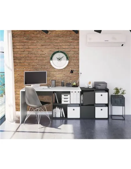 Mulberry White and Grey Reversible Large Corner Desk with Storage, 3135