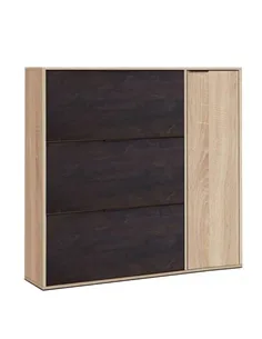 Marcos Oak Effect And Oxido Dark Brown Shoe Cabinet with 4 Doors, 3232