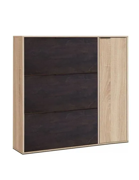 Marcos Oak Effect And Oxido Dark Brown Shoe Cabinet with 4 Doors, 3232