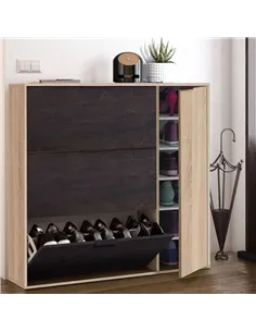 Marcos Oak Effect And Oxido Dark Brown Shoe Cabinet with 4 Doors, 3232 2