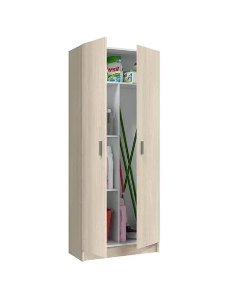 Multi Tall Oak Effect 2 Door Utility Universal Storage Cupboard, 3292