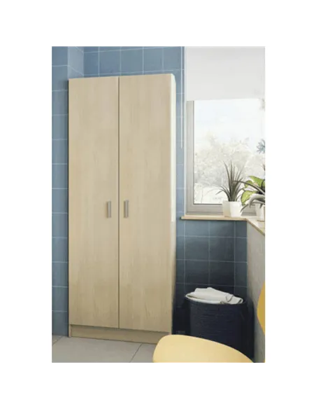 Multi Tall Oak Effect 2 Door Utility Universal Storage Cupboard, 3292