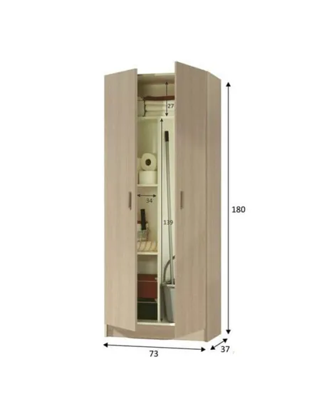 Multi Tall Oak Effect 2 Door Utility Universal Storage Cupboard, 3292