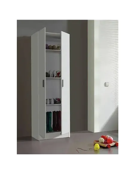 Multi Tall White 2 Door Shoe Storage Utility Cupboard, 3293