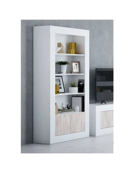 Montreal White And Wood Effect Tall Bookcase, 3076