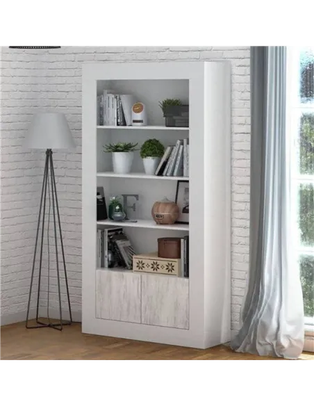 Montreal White And Wood Effect Tall Bookcase, 3076