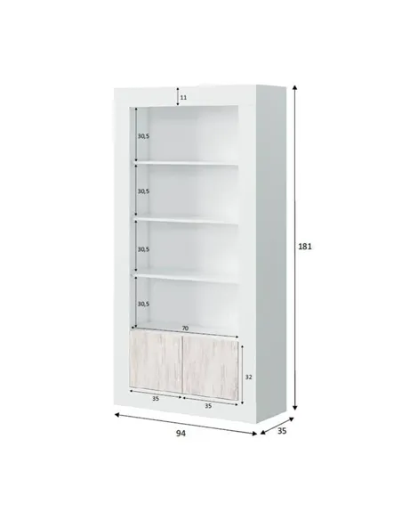 Montreal White And Wood Effect Tall Bookcase, 3076