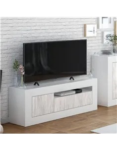 Montreal White And Wood Effect TV Unit, 3075